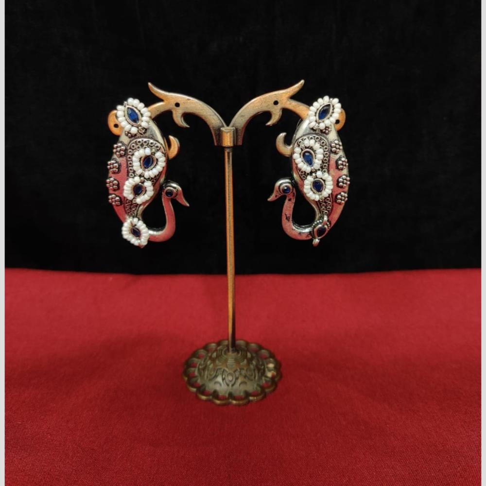 Manisha Jewellery Pota And Pearl Peacock Design Dangler Earrings