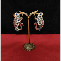 Manisha Jewellery Pota And Pearl Peacock Design Dangler Earrings