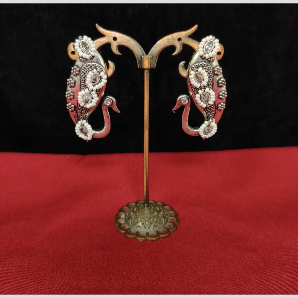 Manisha Jewellery Pota And Pearl Peacock Design Dangler Earrings