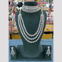 Manisha Jewellery American Diamond Royal Allure Emerald Layered Necklace Set