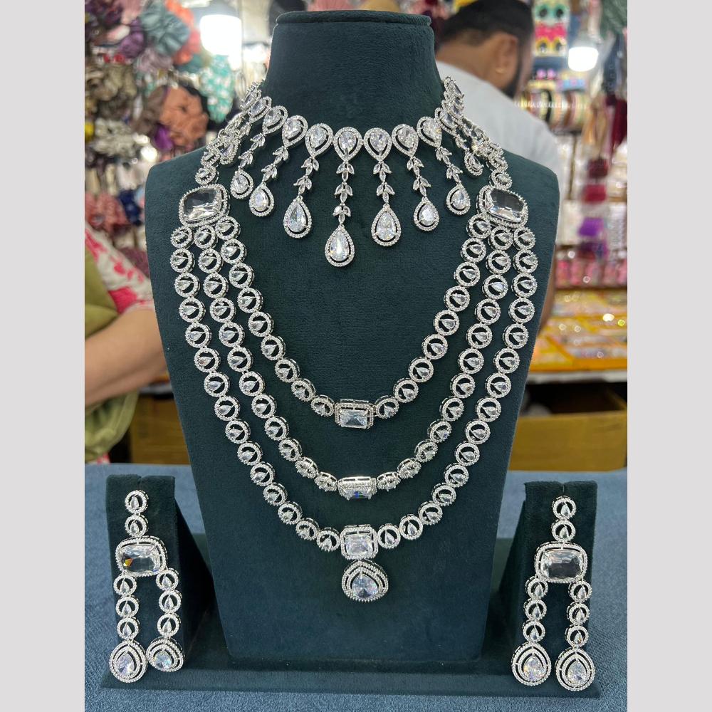 Manisha Jewellery American Diamond Layered Necklace Set