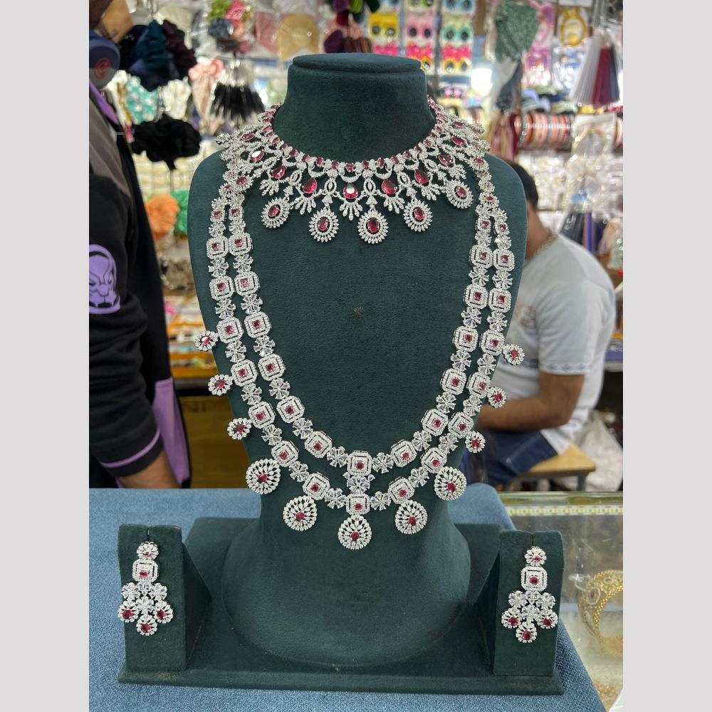 Manisha Jewellery American Diamond Layered Necklace Set