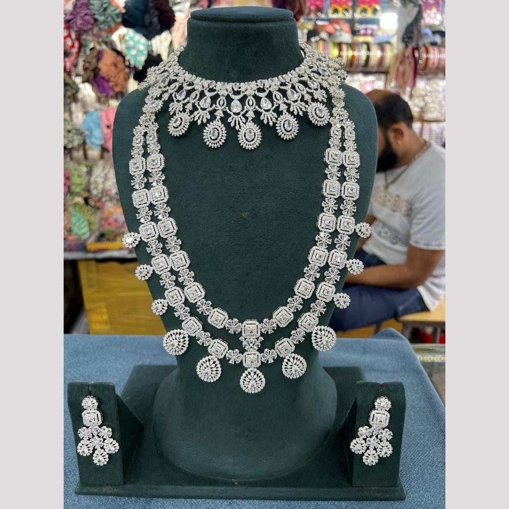 Manisha Jewellery American Diamond Layered Necklace Set