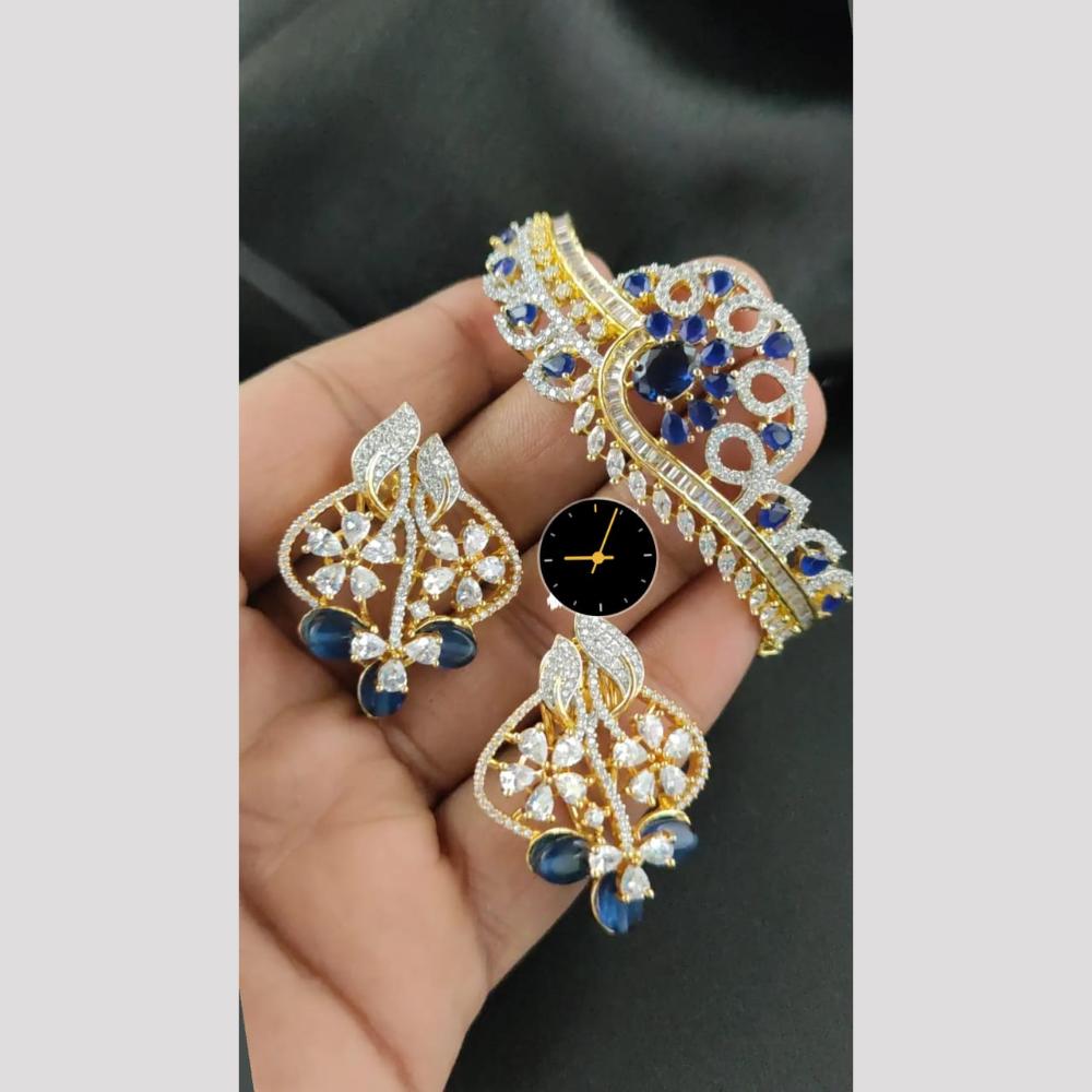 Manisha Jewellery American Diamond Earrings and Bracelet Set