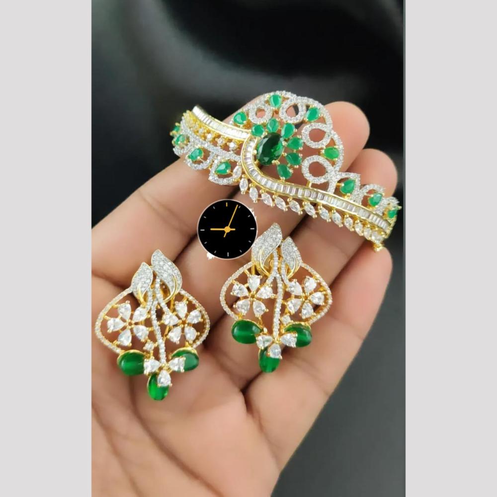 Manisha Jewellery American Diamond Earrings and Bracelet Set