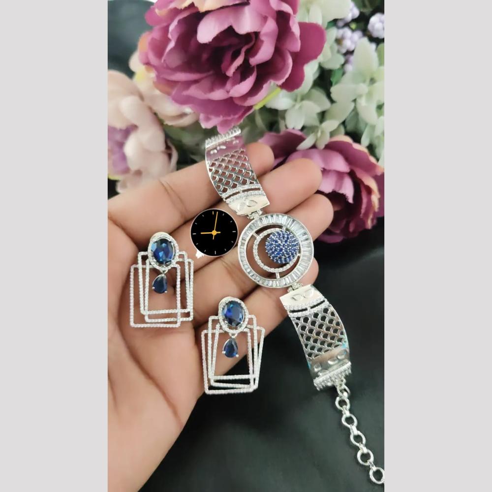 Manisha Jewellery American Diamond Earrings and Bracelet Set