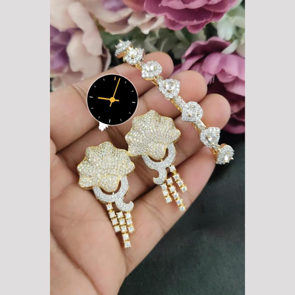 Manisha Jewellery American Diamond Earrings and Bracelet Set
