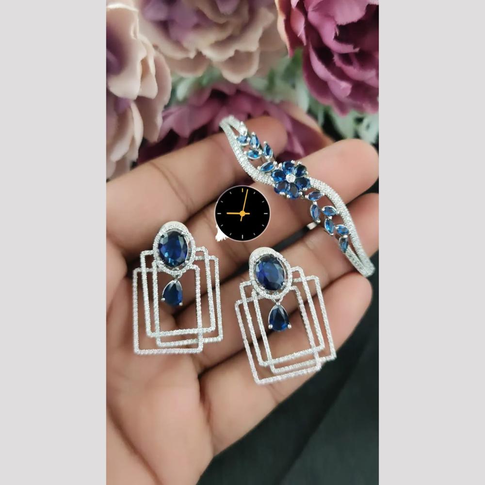 Manisha Jewellery American Diamond Earrings and Bracelet Set