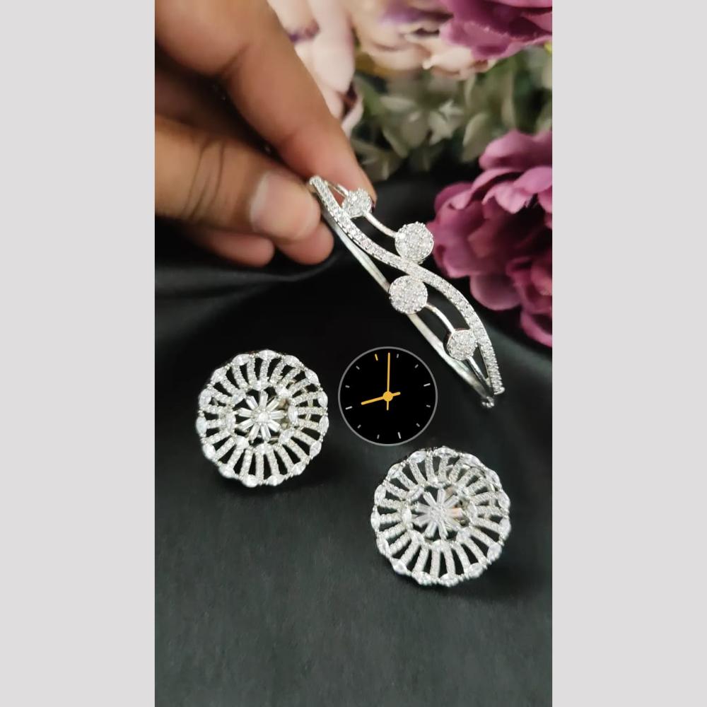 Manisha Jewellery American Diamond Earrings and Bracelet Set