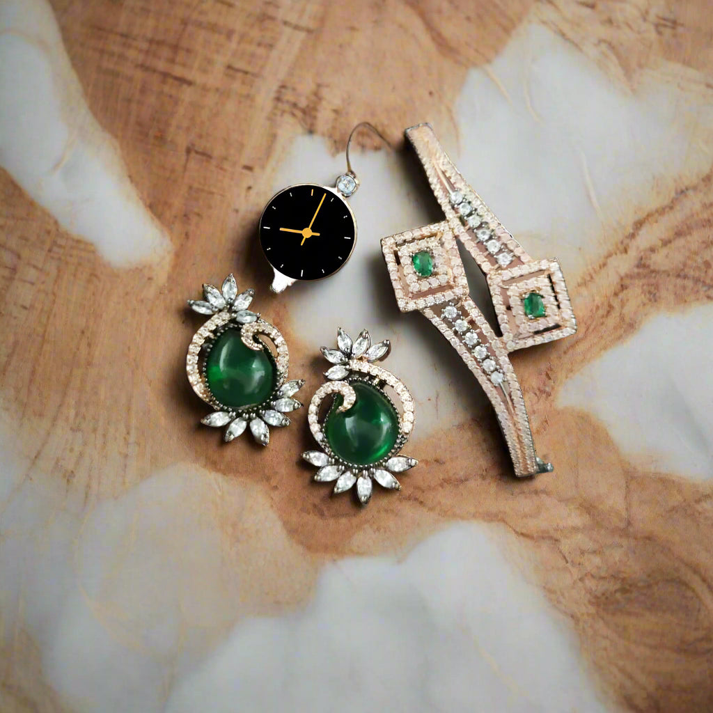 Manisha Jewellery American Diamond Earrings and Bracelet Set