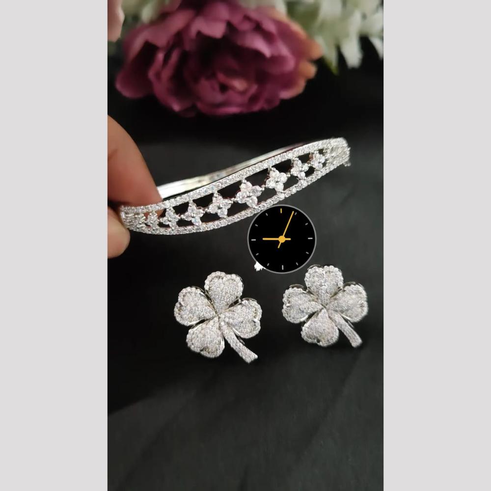 Manisha Jewellery American Diamond Earrings and Bracelet Set