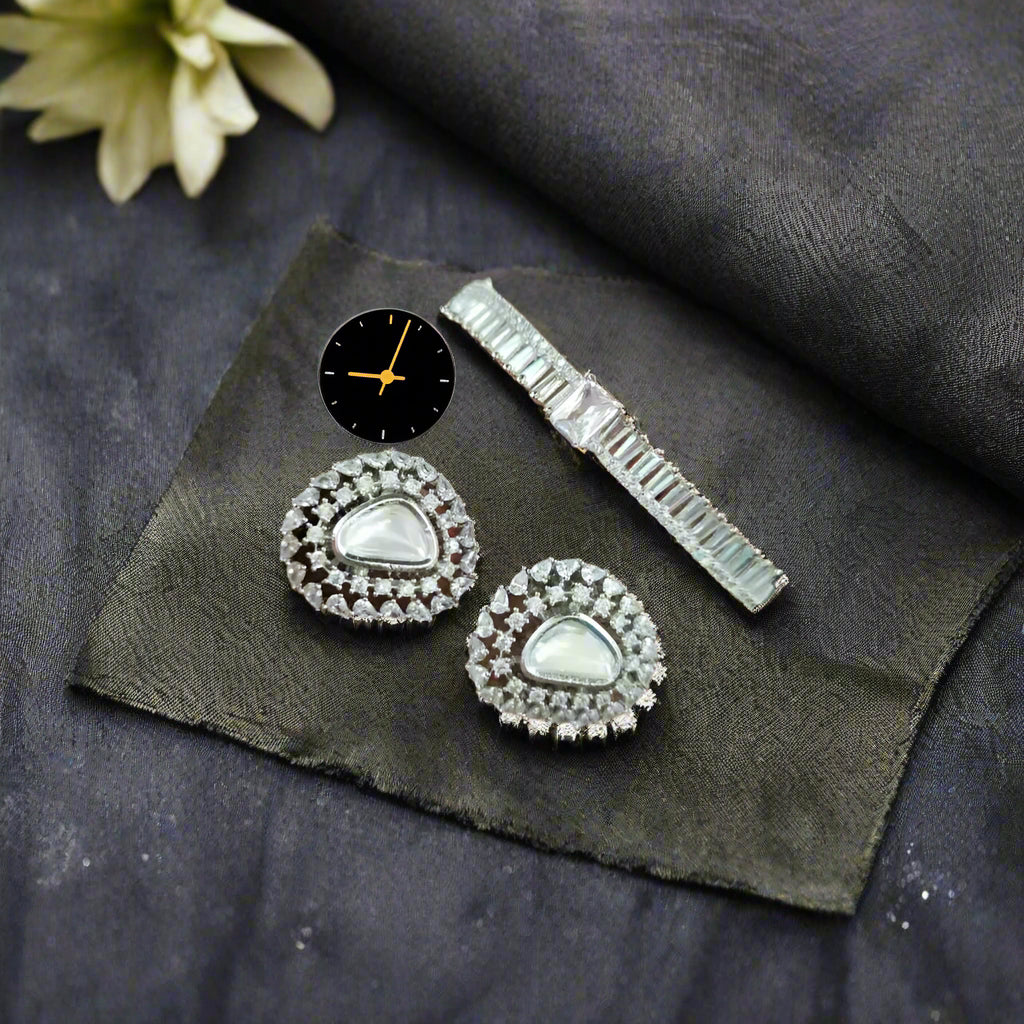 Manisha Jewellery American Diamond Earrings and Bracelet Set