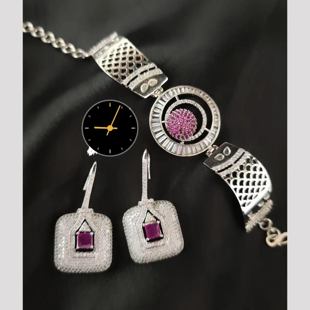 Manisha Jewellery American Diamond Earrings and Bracelet Set