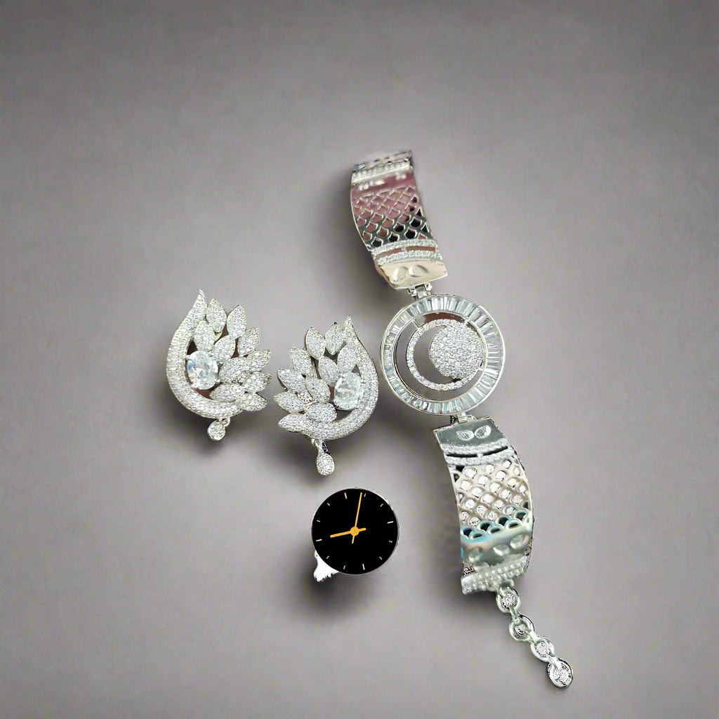 Manisha Jewellery American Diamond Earrings and Bracelet Set