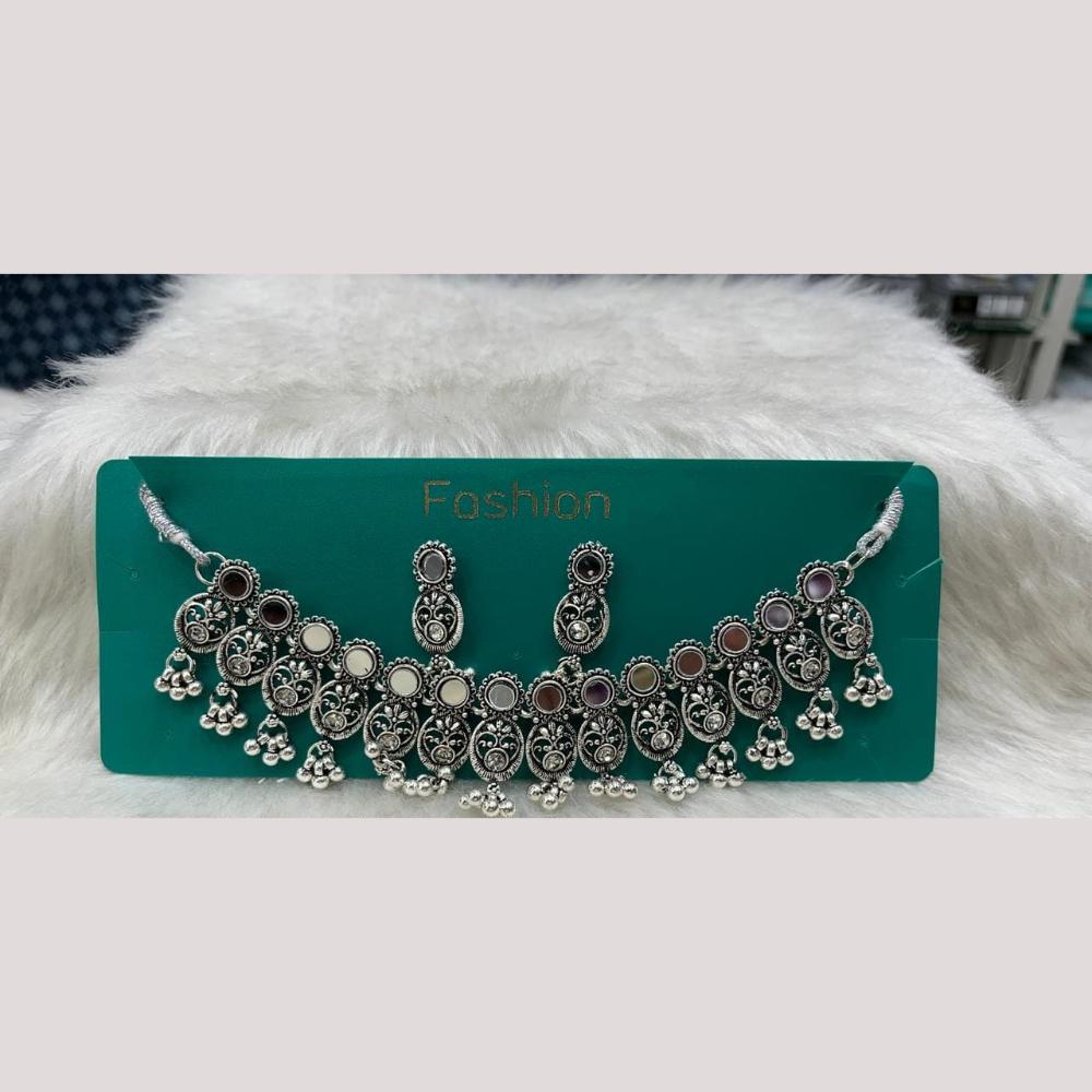 Manisha Jewellery Oxidised Plated Mirror Work Necklace Set