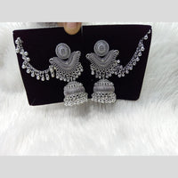 Manisha Jewellery Oxidized Rhodium Jhumka Earrings with Chain
