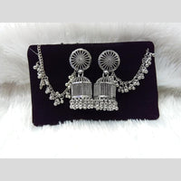 Manisha Jewellery Oxidized Rhodium Jhumka Earrings with Chain