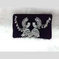 Manisha Jewellery Oxidized Rhodium Jhumka Earrings with Chain