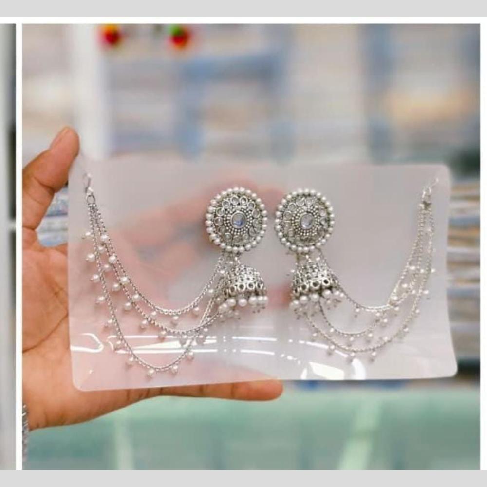 Manisha Jewellery Oxidized Rhodium Plated Chandbali Jhumka Earrings