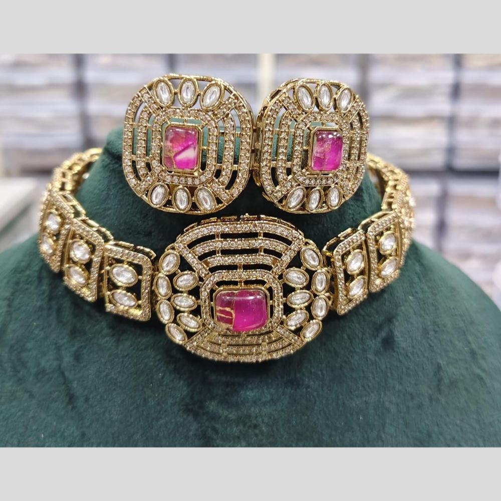 Manisha Jewellery Kundan Stone with Rudy Center Necklace Set
