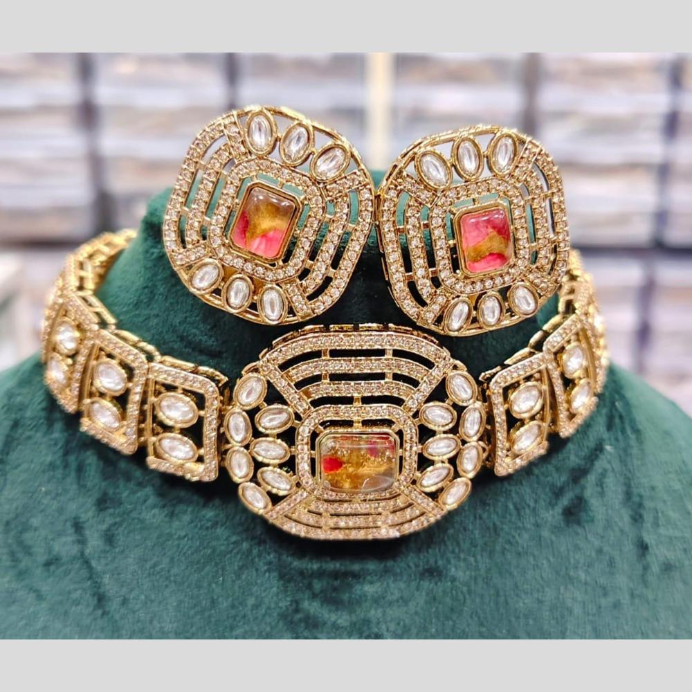Manisha Jewellery Kundan Stone with Rudy Center Necklace Set