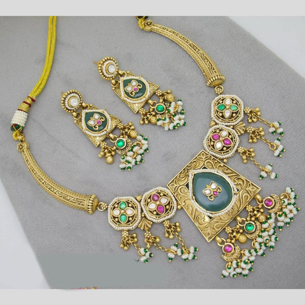 Manisha Jewellery Traditional Meenakari Necklace Set with Kundan and Pearls
