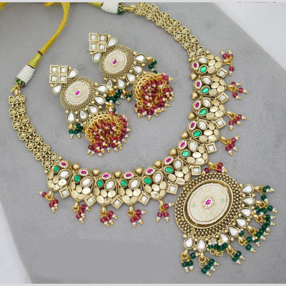 Manisha Jewellery Traditional Meenakari Necklace Set with Kundan and Pearls
