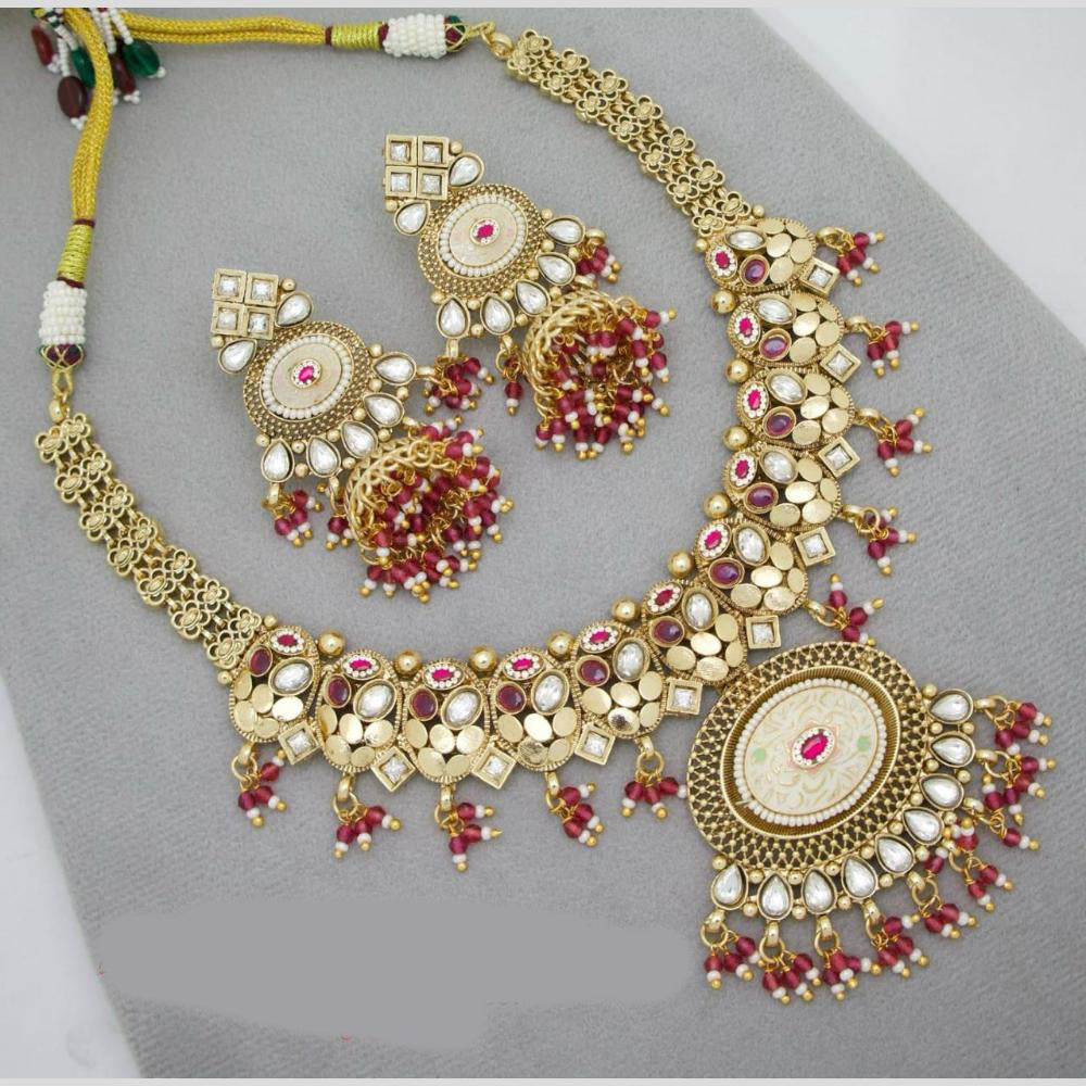 Manisha Jewellery Traditional Meenakari Necklace Set with Kundan and Pearls