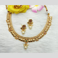 Manisha Jewellery Antique Finish Pota Stone Necklace Set with Pearl Drop