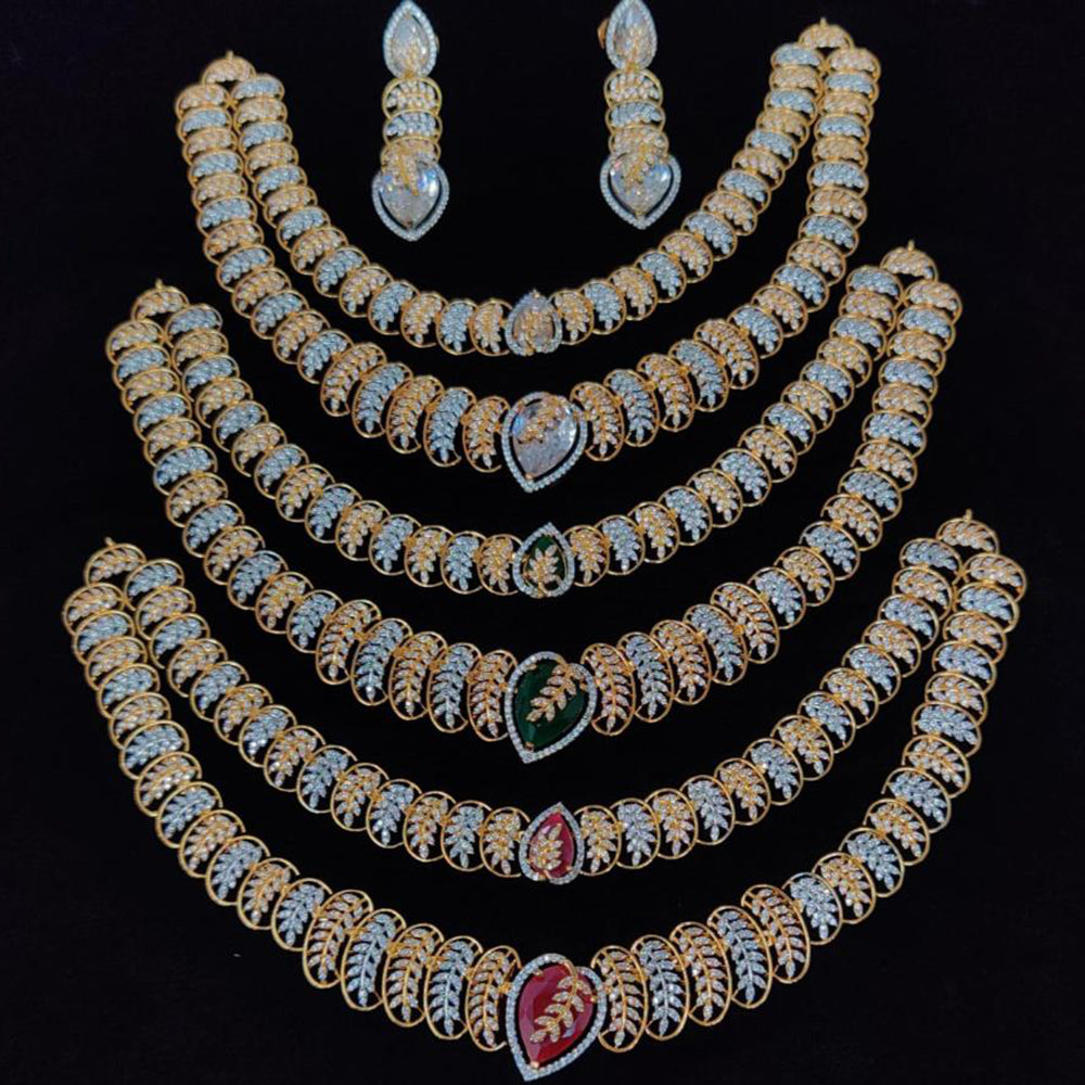 Manisha Jewellery Luxury Double Layer American Diamond Necklace Set