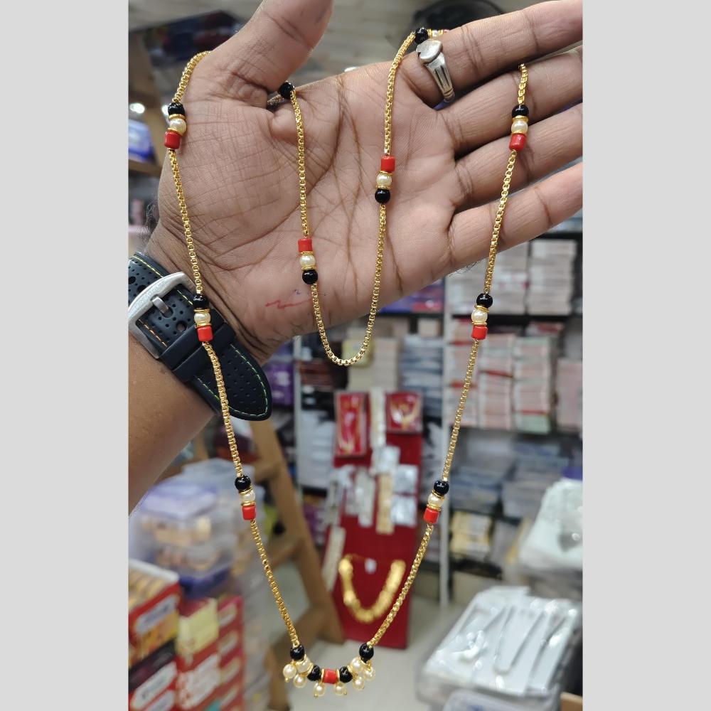 Manisha Jewellery Black and Red Beads with Pearl Drops
