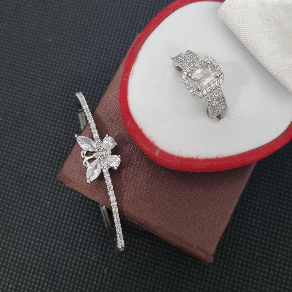 Manisha Jewellery American Diamond Ring and Bracelet Combo Set