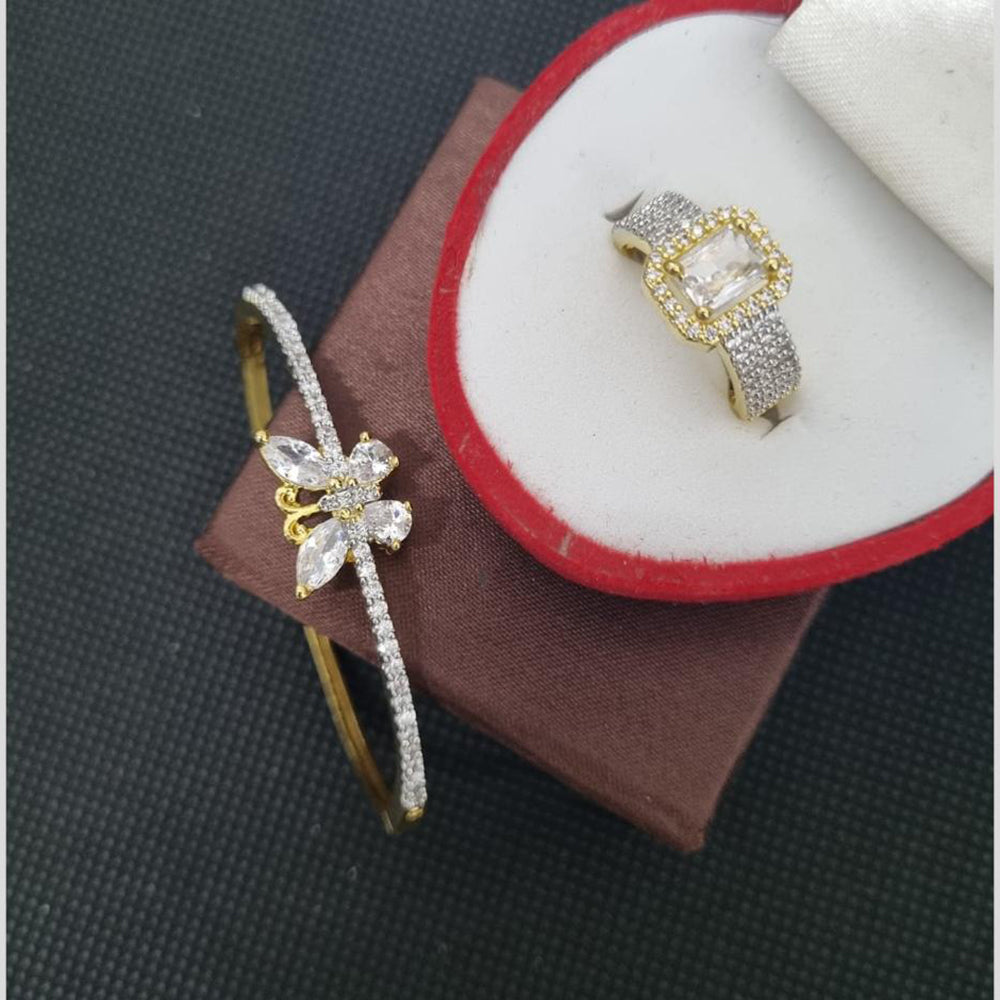 Manisha Jewellery American Diamond Ring and Bracelet Combo Set
