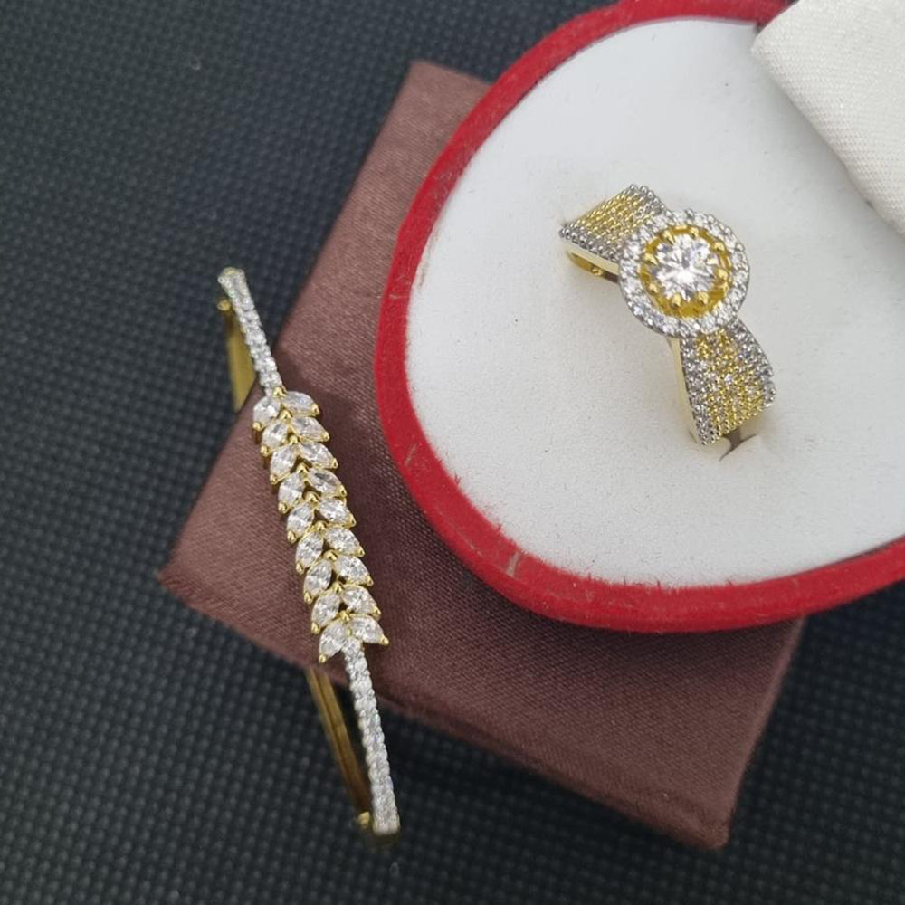 Manisha Jewellery American Diamond Ring and Bracelet Combo Set
