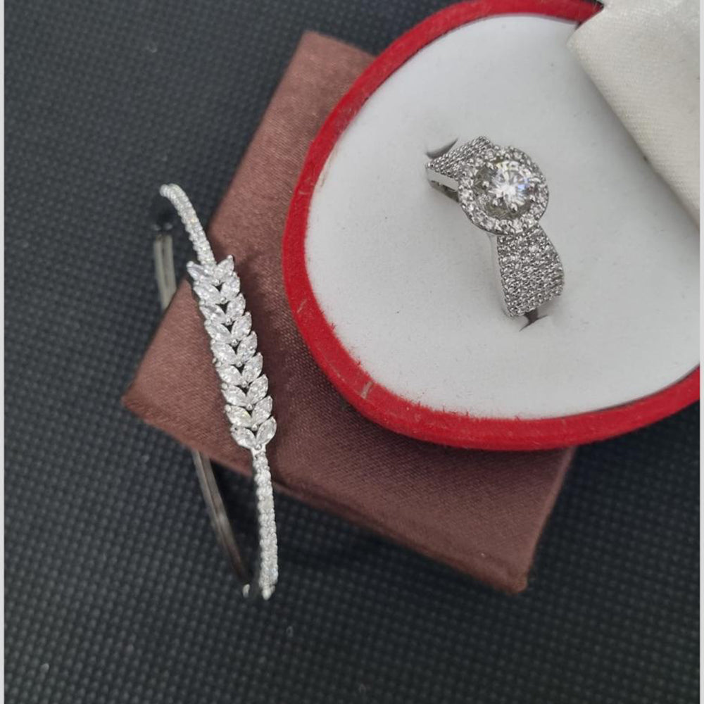 Manisha Jewellery American Diamond Ring and Bracelet Combo Set