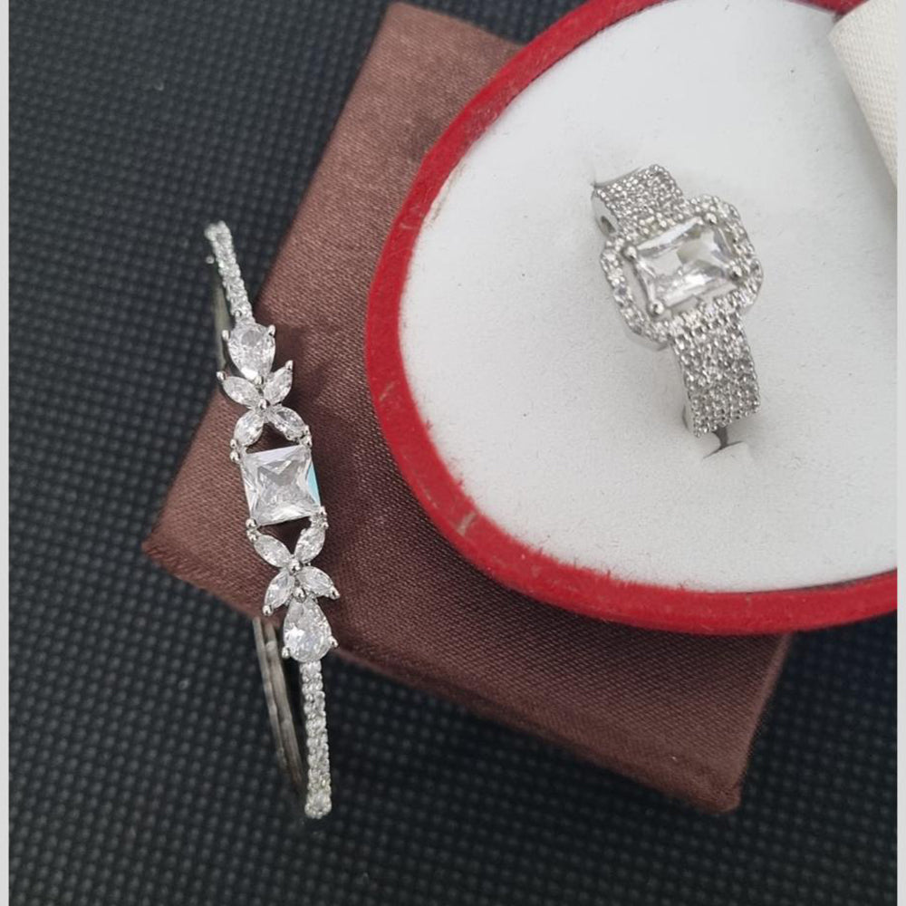 Manisha Jewellery American Diamond Ring and Bracelet Combo Set