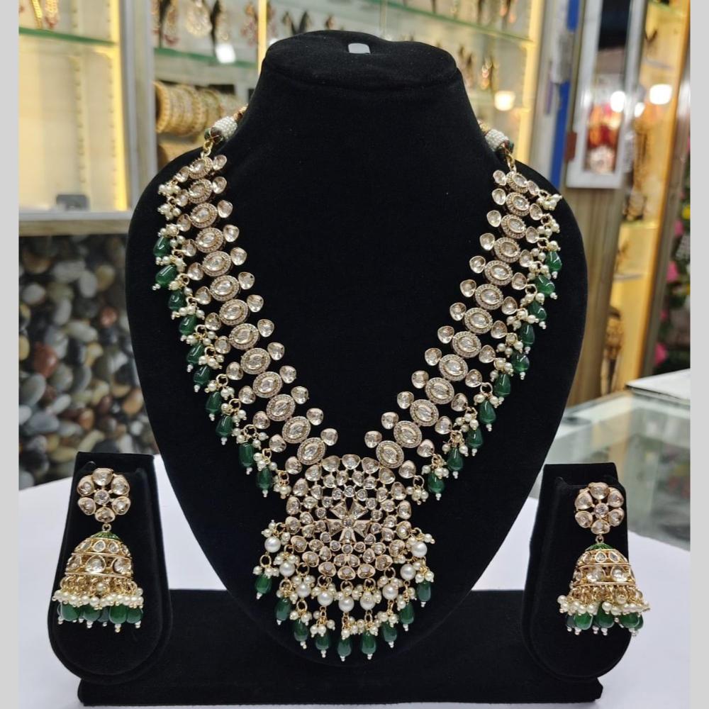 Manisha Jewellery Royal Gold Plated Kundan with Beads Necklace Set -Party Wear Jewellery