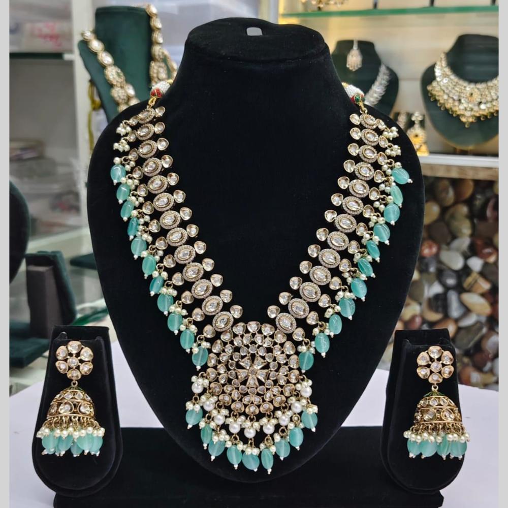 Manisha Jewellery Royal Gold Plated Kundan with Beads Necklace Set -Party Wear Jewellery