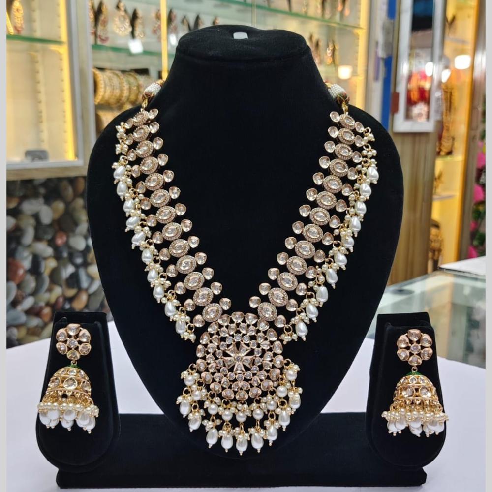 Manisha Jewellery Royal Gold Plated Kundan with Beads Necklace Set -Party Wear Jewellery
