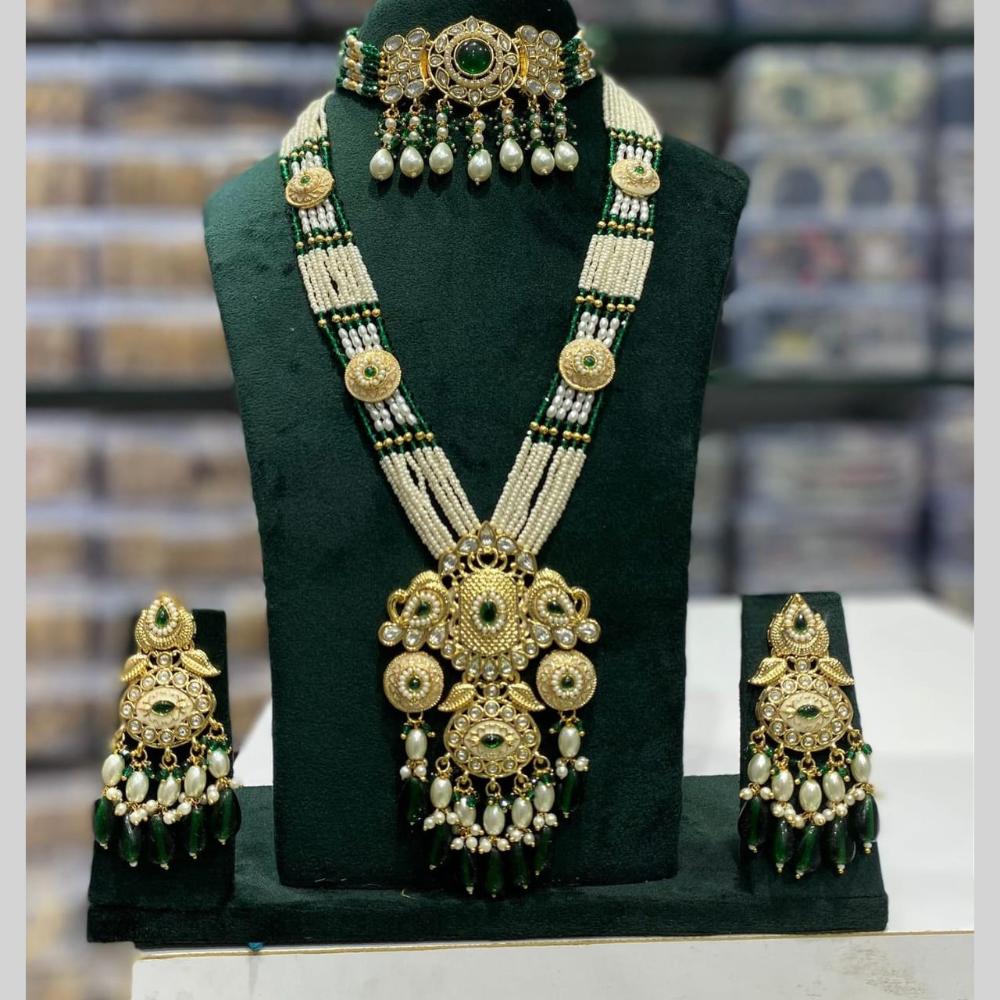 Manisha Jewellery Premium Designer Kundan With Beads Double Necklace Set