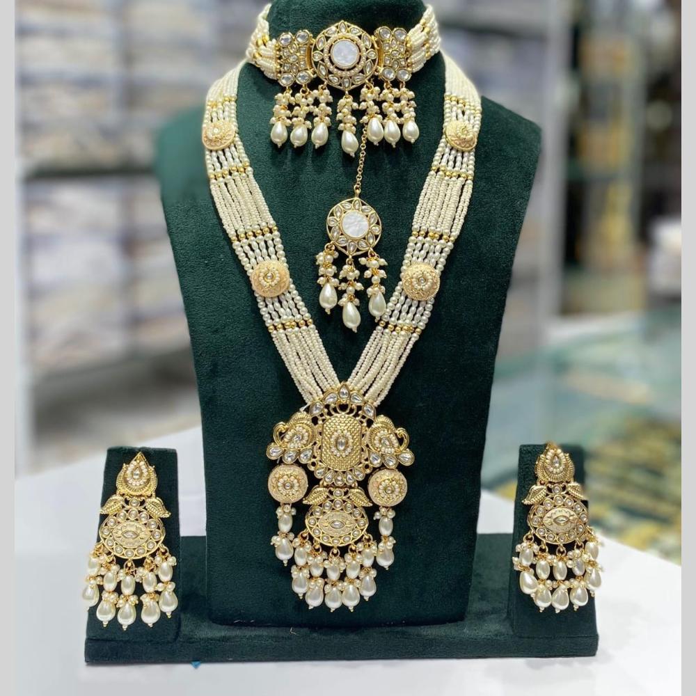 Manisha Jewellery Premium Designer Kundan With Beads Double Necklace Set