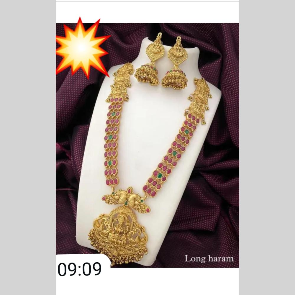Manisha Traditional Temple Jewellery Long Lakshmi Necklace Set for Festive Wear