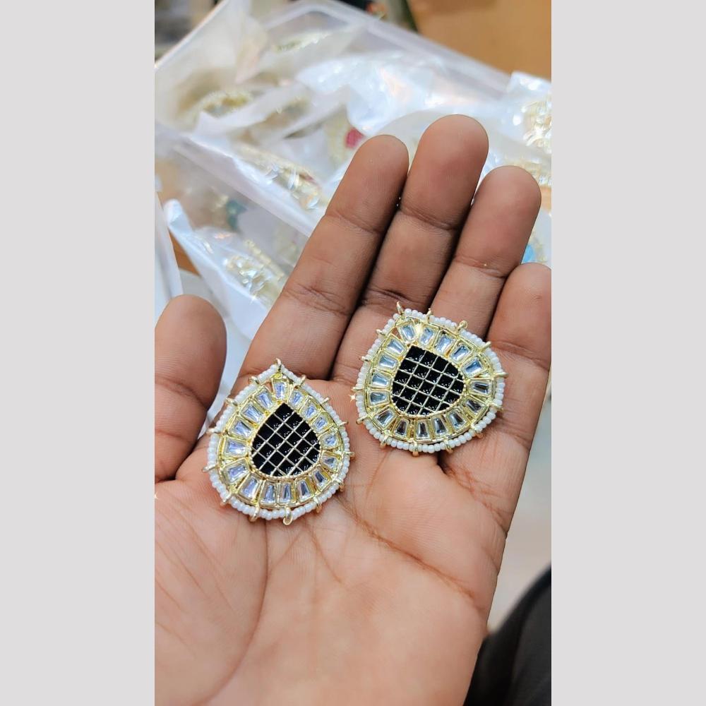 Manisha Jewellery Gold Plated Kundan Stone & Meenakari Stud Earrings