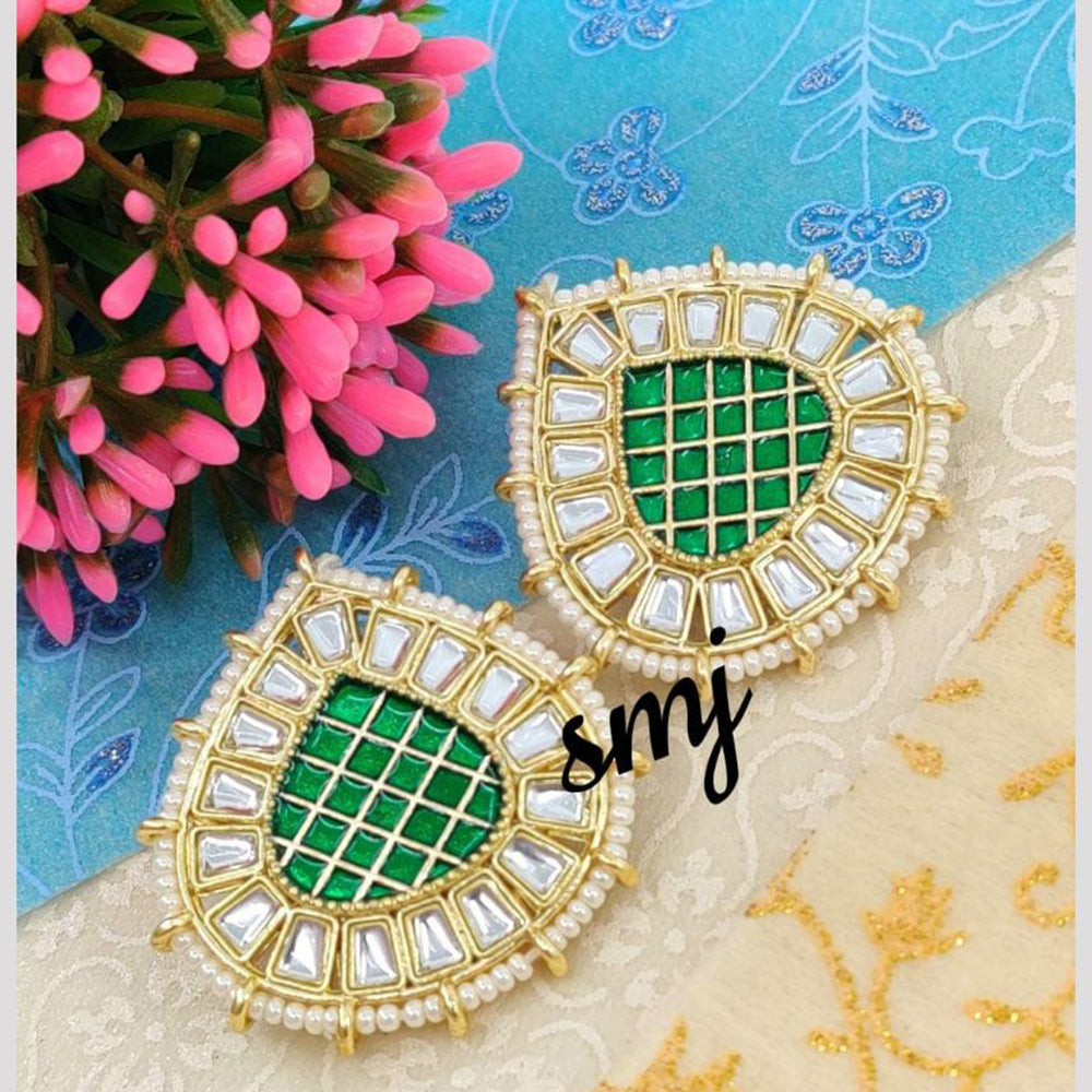 Manisha Jewellery Gold Plated Kundan Stone & Meenakari Stud Earrings