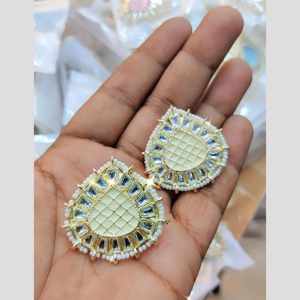 Manisha Jewellery Gold Plated Kundan Stone & Meenakari Stud Earrings