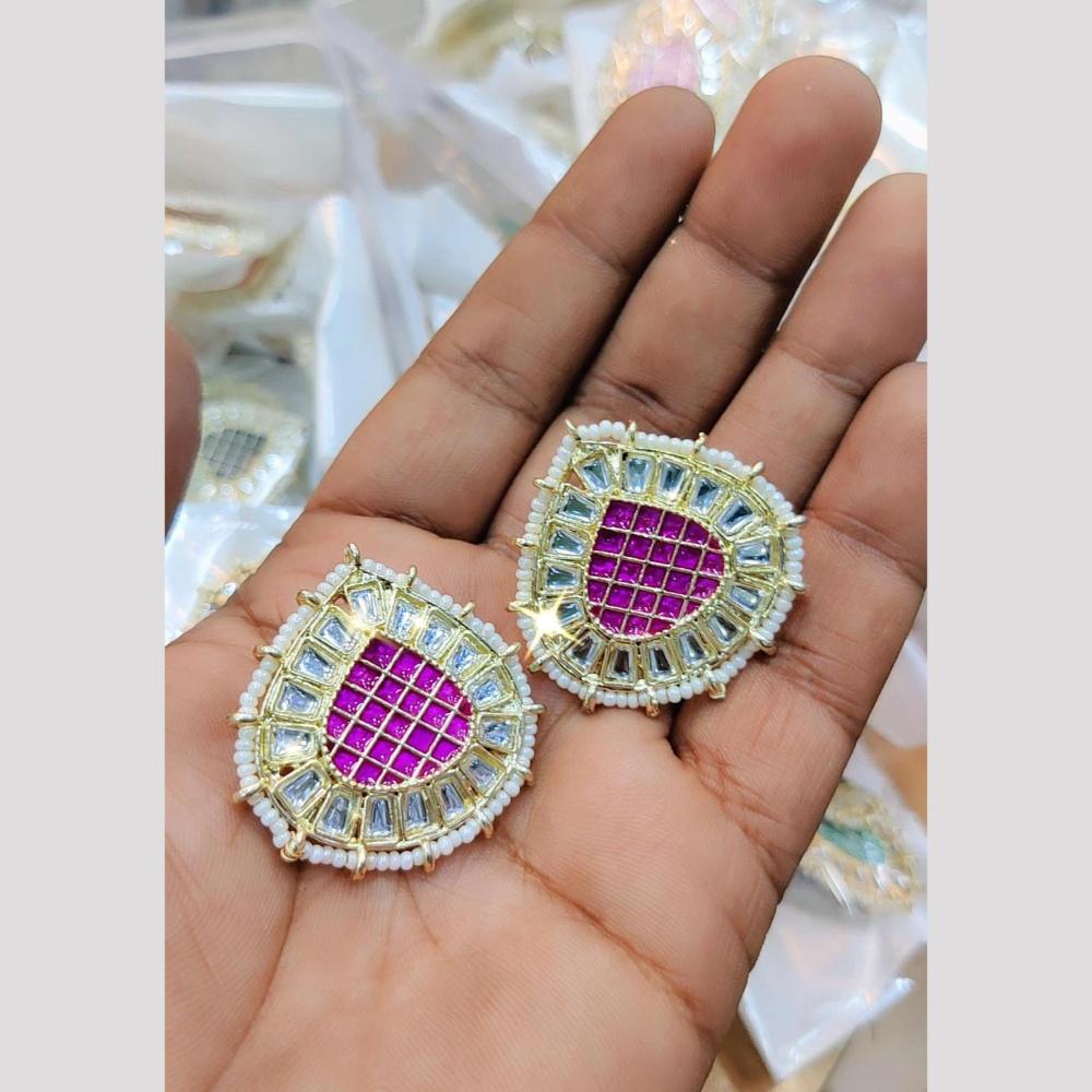 Manisha Jewellery Gold Plated Kundan Stone & Meenakari Stud Earrings