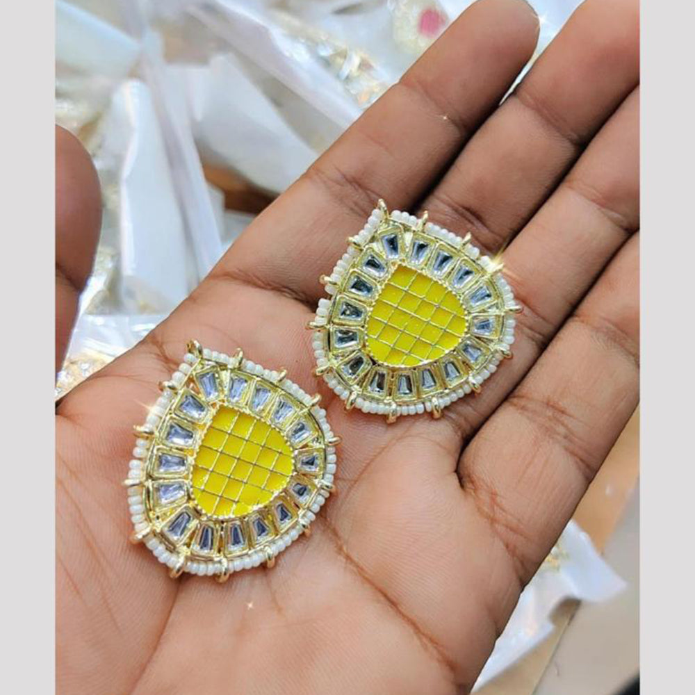 Manisha Jewellery Gold Plated Kundan Stone & Meenakari Stud Earrings