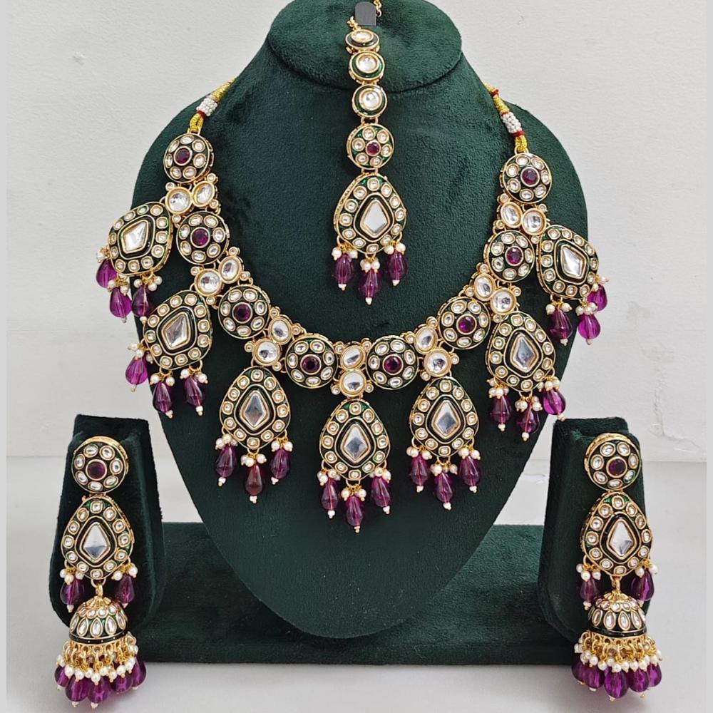 Manisha Jewellery Kundan And Pearl  beads Necklace Set