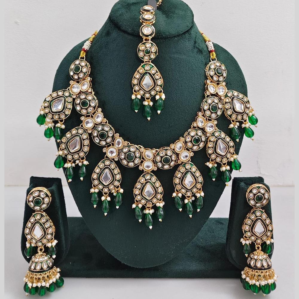 Manisha Jewellery Kundan And Pearl  beads Necklace Set