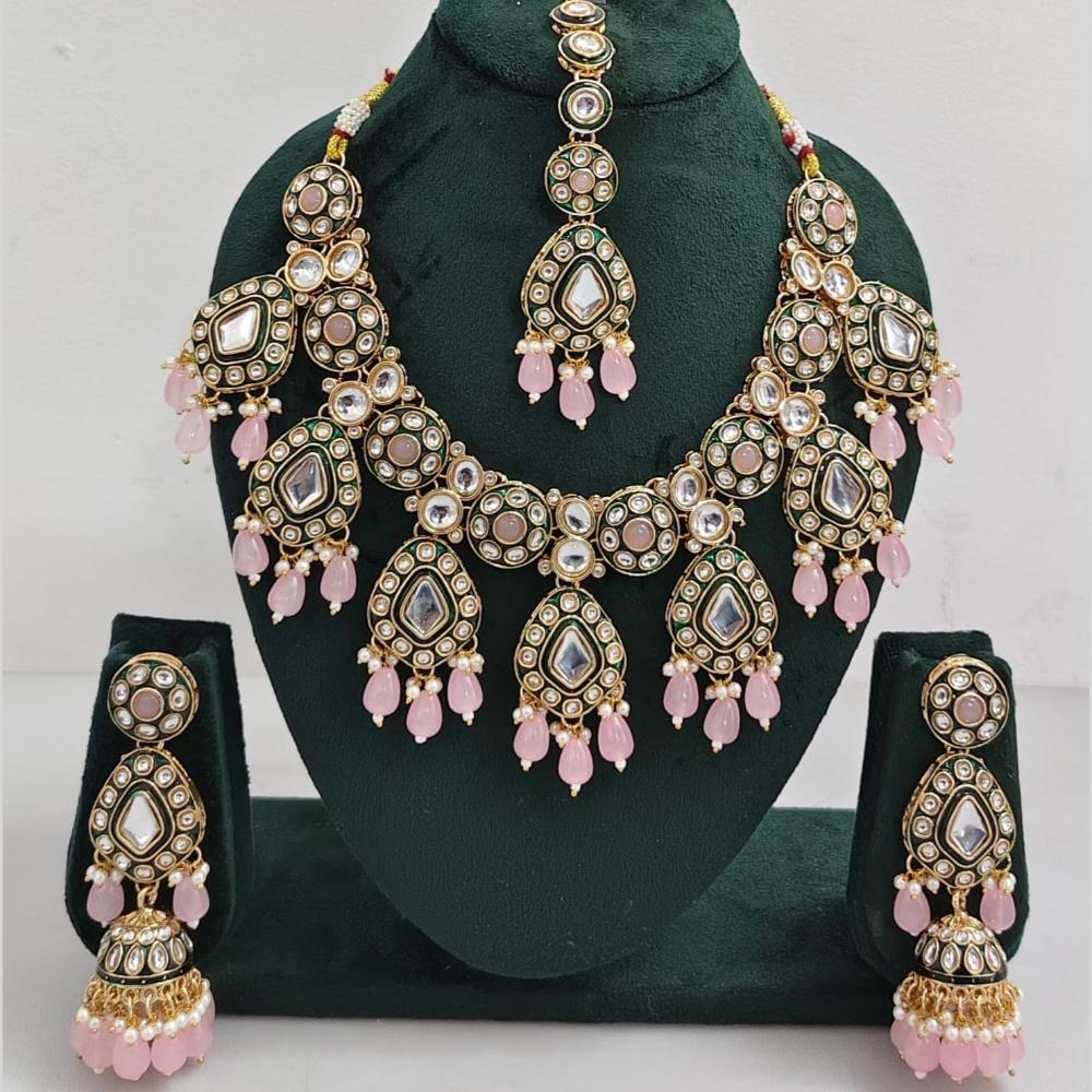 Manisha Jewellery Kundan And Pearl  beads Necklace Set